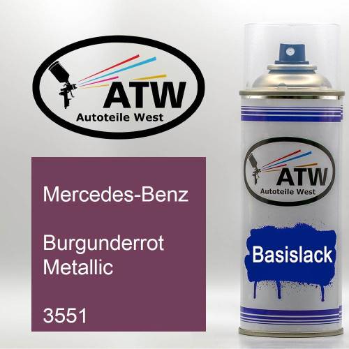 Mercedes-Benz, Burgunderrot Metallic, 3551: 400ml Sprühdose, von ATW Autoteile West.